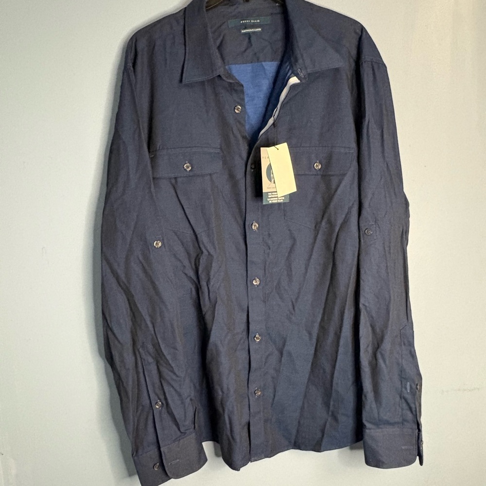 Perry Ellis Men's Dark Blue Shirt Jacket